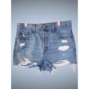 Levi's Premium 501 Original Cutoff Jean Light Blue Wash Shorts Women Sz 29